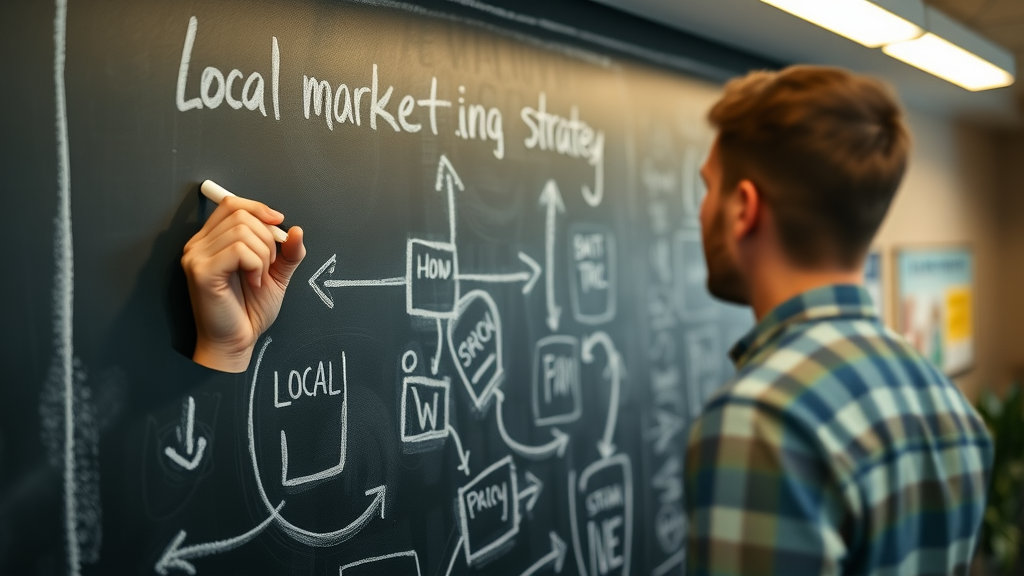 detailed local marketing strategy chalkboard for small business, marketing strategy