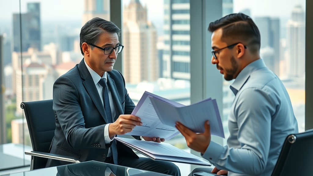 Meticulous HR professional interviewing an executive for fractional CMO vs full-time CMO role