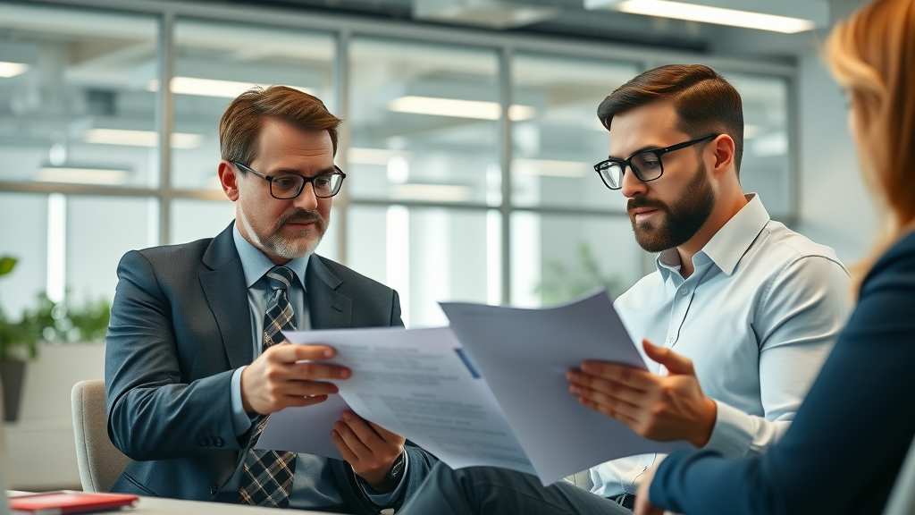 Executives evaluating and interviewing an experienced outsourced marketing leader for their team.