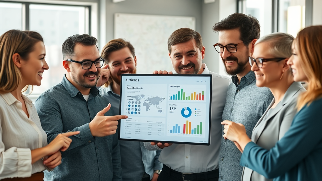 marketing team analyzing local audience for social media marketing local business