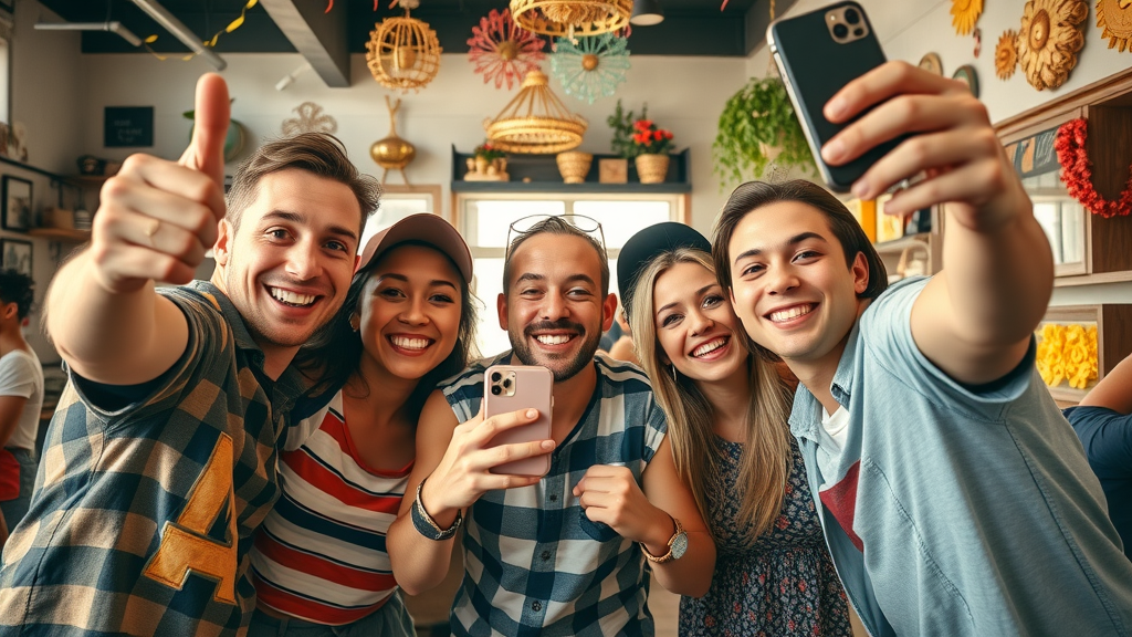 team celebrating local success using social media marketing local business