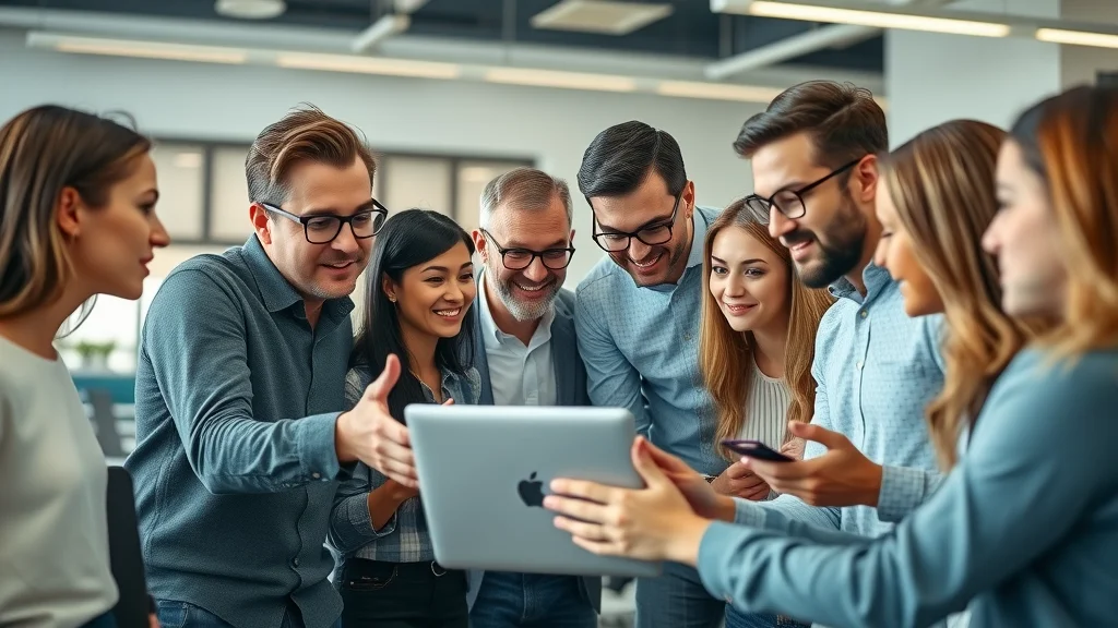 social media marketing team brainstorming local social media content, digital collaboration