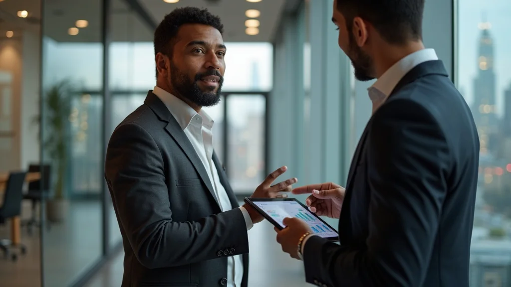 Marketing consultant advising business owner on next steps for AI-powered local business marketing transformation in 2025.