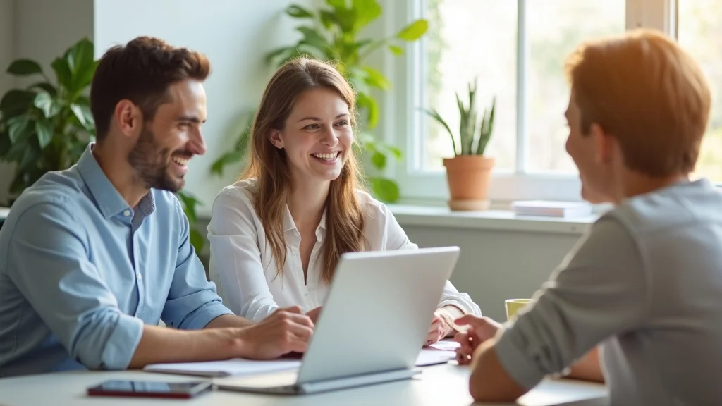 Digital marketing audit FAQ session with consultant addressing client concerns in a modern, welcoming meeting space