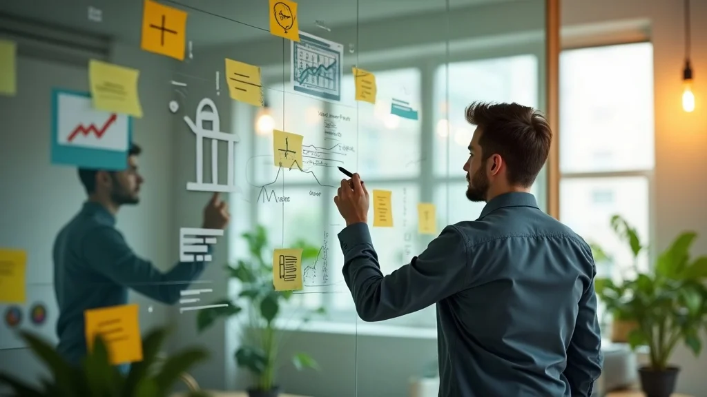 business growth marketing goal-setting for small business owners, glass board with marketing objectives and digital icons